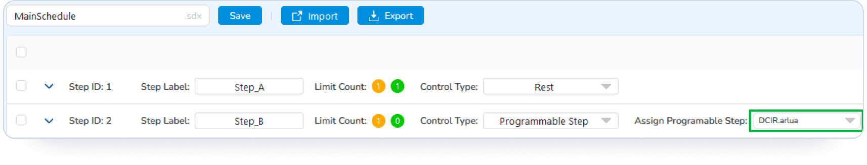 ARBIN-Complete Example of dynamic control types i1