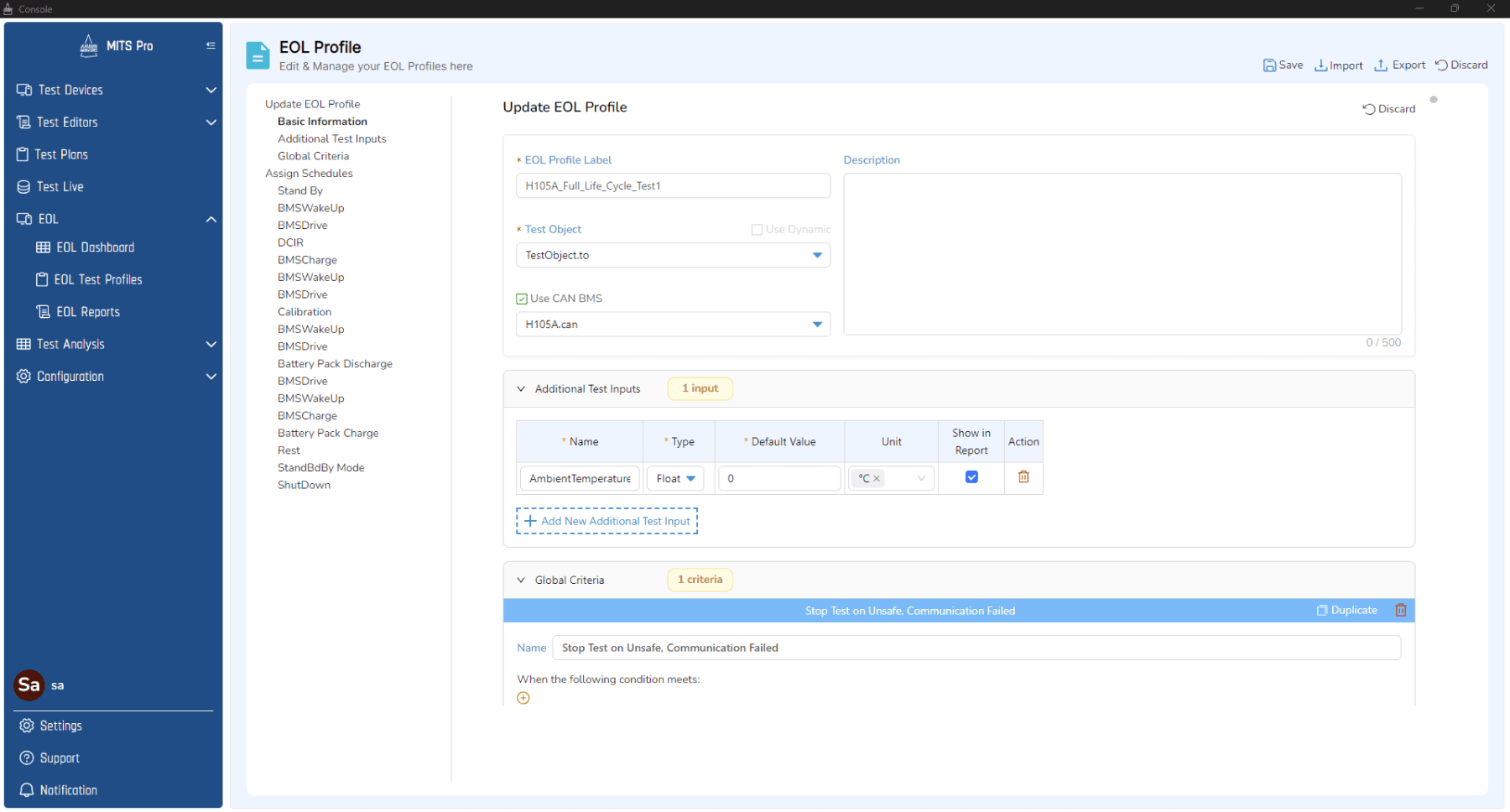 ARBIN-EOL Test Profile